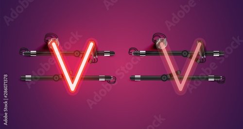 Realistic glowing purple neon charcter (on/off)