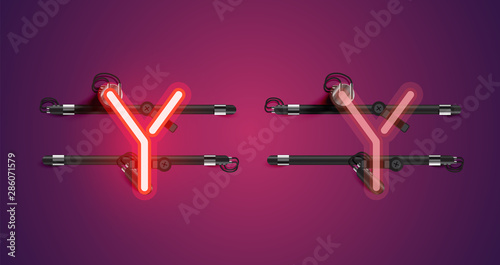 Realistic glowing purple neon charcter (on/off)