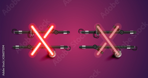Realistic glowing purple neon charcter (on/off)