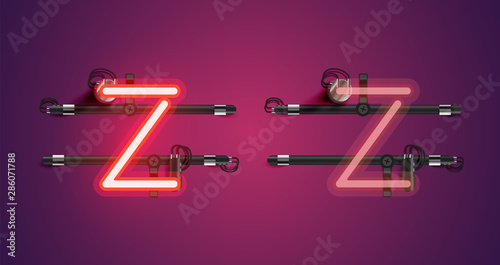 Realistic glowing purple neon charcter (on/off)