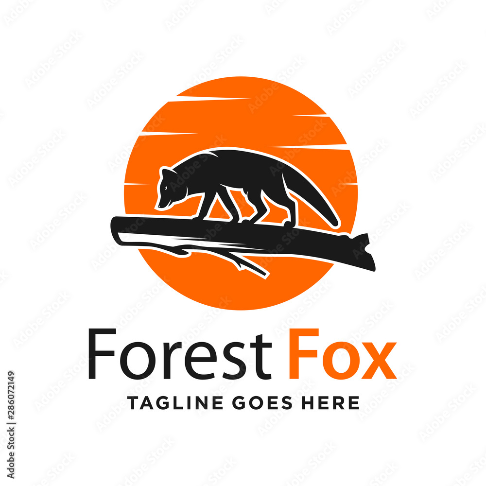 fox and circle logo design template