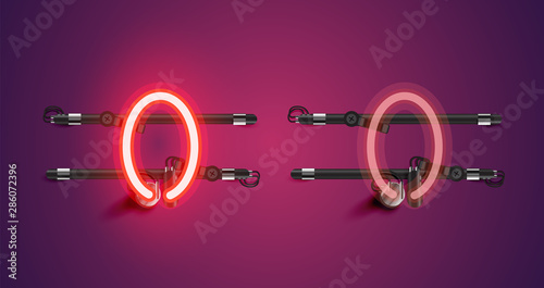 Realistic glowing purple neon charcter (on/off)