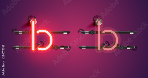 Realistic glowing purple neon charcter (on/off)