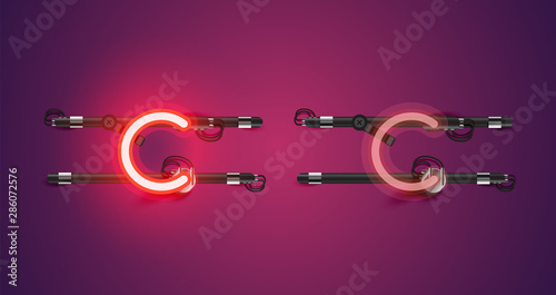 Realistic glowing purple neon charcter (on/off)