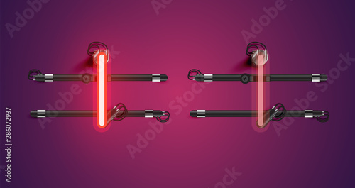 Realistic glowing purple neon charcter (on/off)