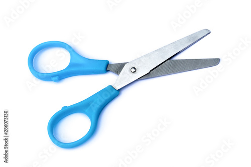 Blue Scissors isolated on white background