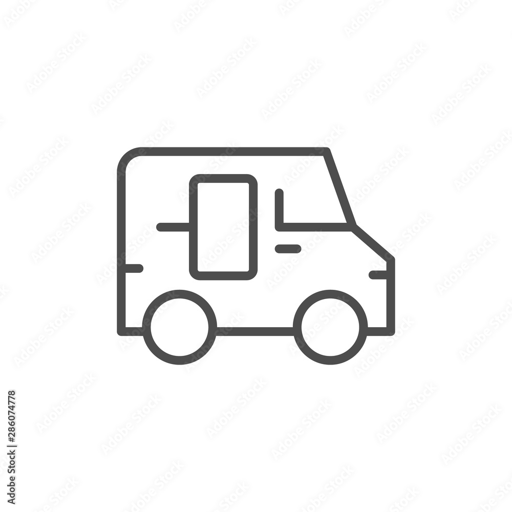 Delivery van line outline icon