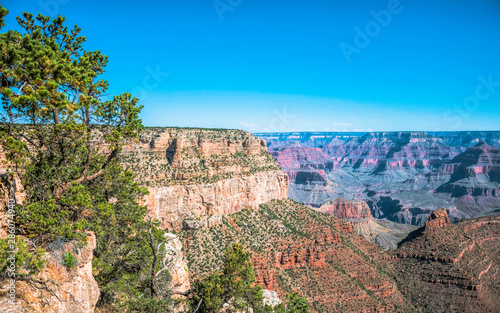 Arid landscape of Arizona. The crumbling sandstone mountains at the Grand Canyon national park 