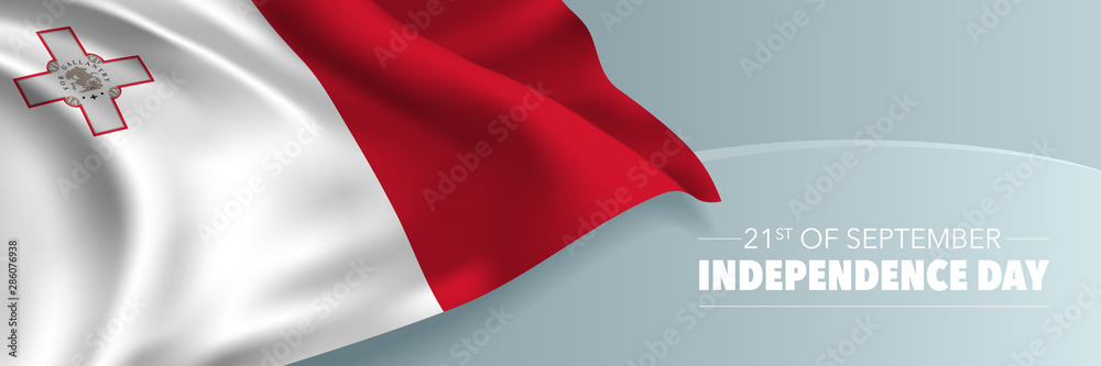 Naklejka premium Malta independence day vector banner, greeting card
