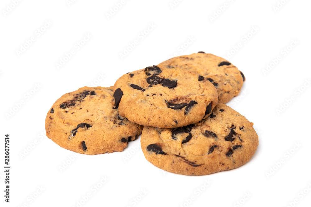 Cookies with chocolate isolated on white background. Cookies with chocolate isolated on white background.