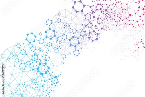 Hexagonal abstract background. Big Data Visualization. Global network connection. Medical, technology, science background. Vector illustration.