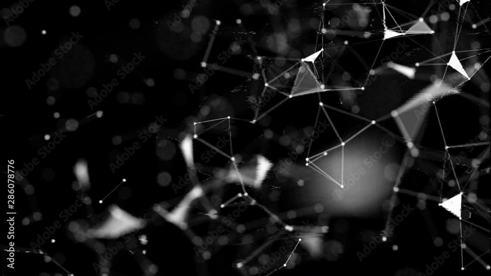 Abstract digital background with glitch effect. Unique design moving glitch small triangle shape grid figure at black background abstract animation.