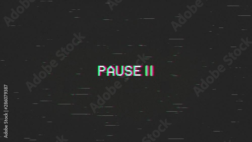 A capture of a VCR playing and pausing a VHS blank tape: the text Pause, appearing with a blinking symbol, at the center of the screen. Digital remake, regular size. photo