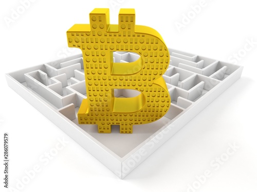 Obraz na płótnie Bitcoin symbol with maze