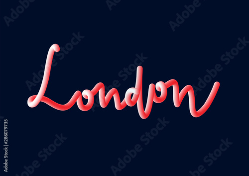 London hand lettering with red and white colors