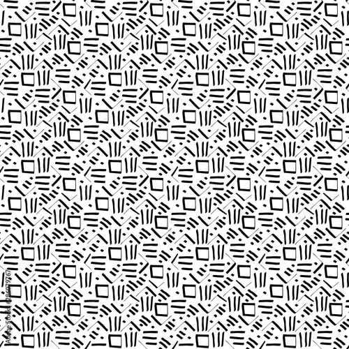Seamless pattern with ink pen drawings. Doodle sketch. Black outlines on white background. Trendy texture for digital paper  fabric  decorative backdrops  wrapping. Vector illustration. EPS10