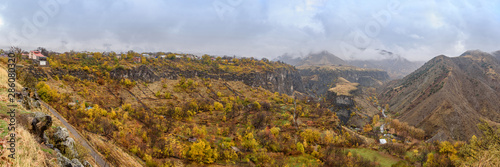 Garni Gorge, Kotayk region, near the village of Garni. It is represented by five high, often hexagonal basalt columns. Along the gorge extends the Garni Plateau. The gorge is one of the most tourist d