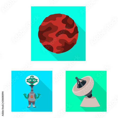 Vector illustration of science and cosmic logo. Set of science and technology vector icon for stock.