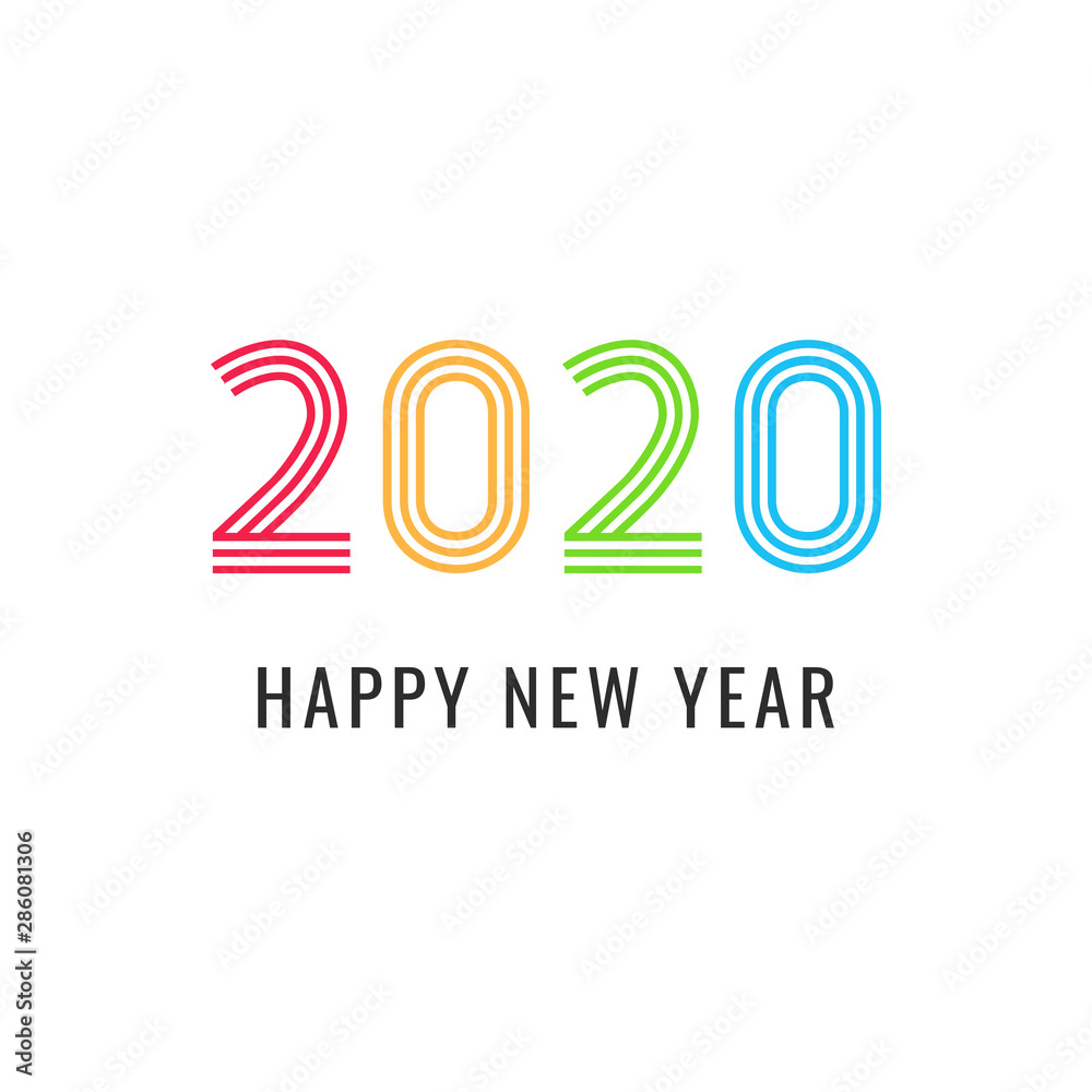 2020 Happy New Year simple greeting card or cover for calendar