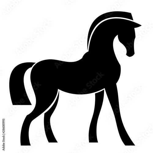 Black horse on a white background