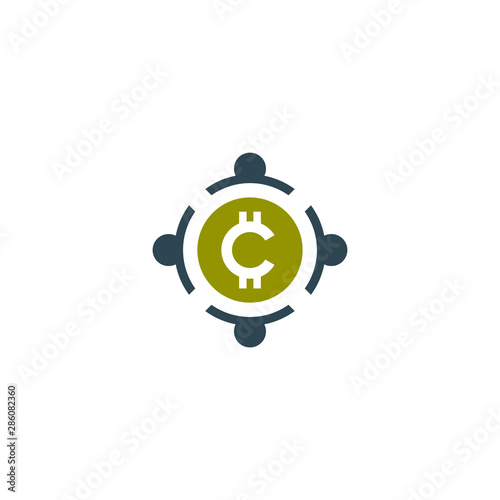 letter c with four people circle concept ready to use