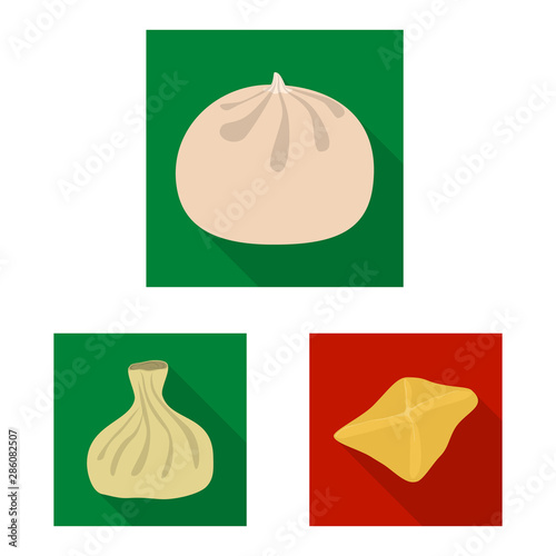 Vector design of products and cooking sign. Collection of products and appetizer stock vector illustration.