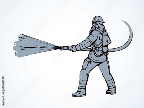 Firefighter. Vector drawing