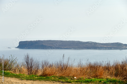 Russky Island  Far East of Russia. Vladivostok. Cliffs above the sea of Japan