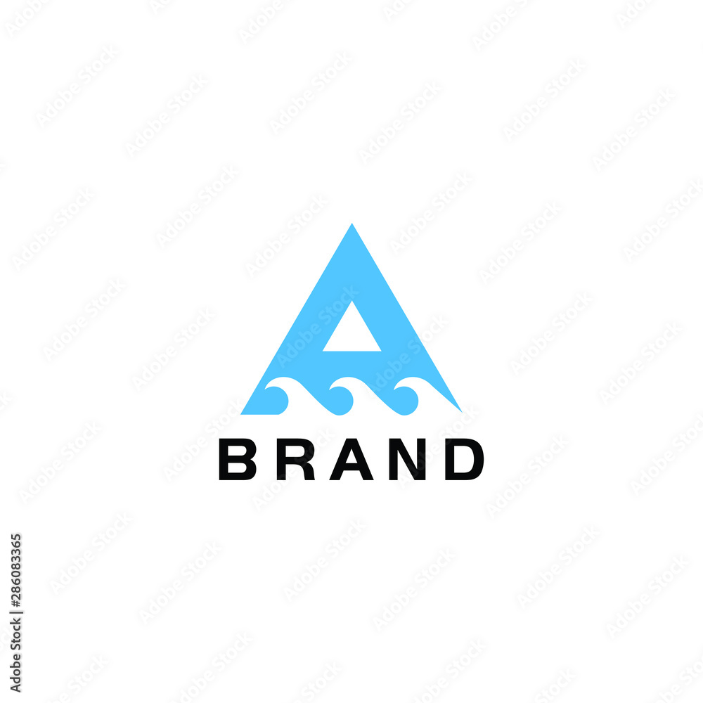 letter A and wave concept, triangle logo and wave ready to use letter A and wave concept, triangle logo and wave ready to use