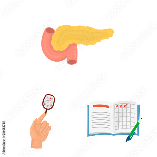 Vector design of mellitus and diabetes icon. Set of mellitus and diet stock symbol for web.