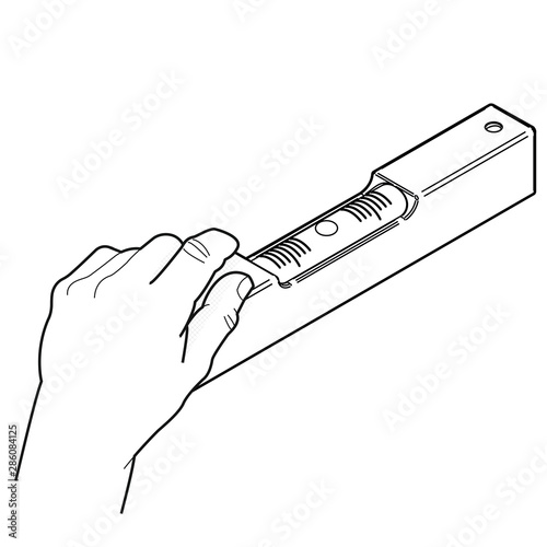 Wasserwaage, linke Hand [schwarz-weiß]