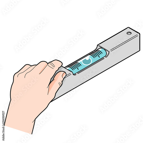Wasserwaage, linke Hand [coloriert]