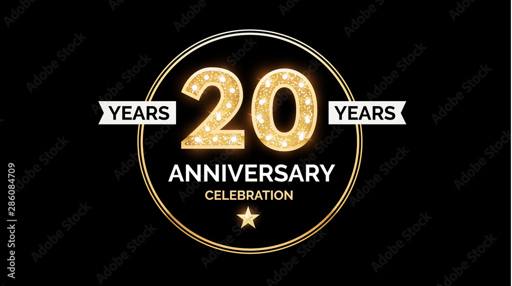 1 year anniversary celebration design template with gold glitter effect. 1 year anniversary celebration design template with gold glitter effect.