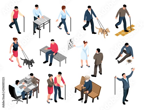 Blind People Isometric Set 