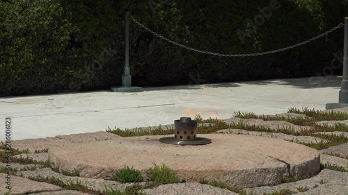 John F. Kennedy Eternal Flame at Arlington Cemetery. Virginia, USA. photo
