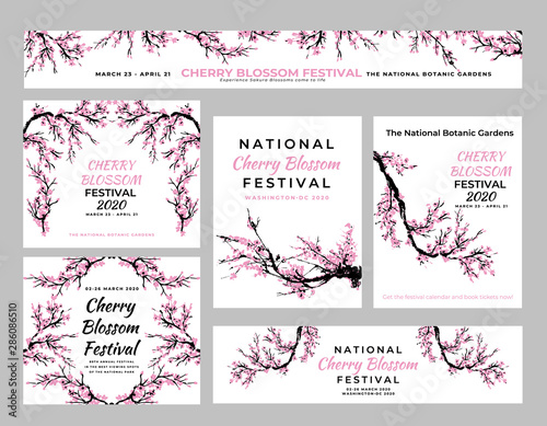 Cherry blossom templates set