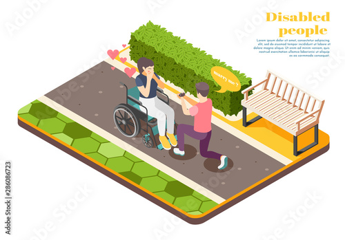 Disabled People Isometric Design Concept