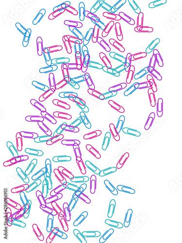 Stationary paperclips isolated on white background