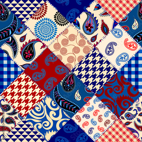 Patchwork textile pattern. Seamless quilting design background.