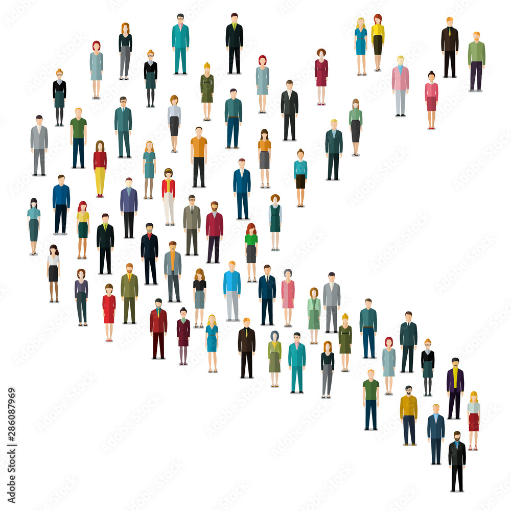 The crowd of abstract people standing in queue. Flat design The crowd of abstract people standing in queue. Flat design