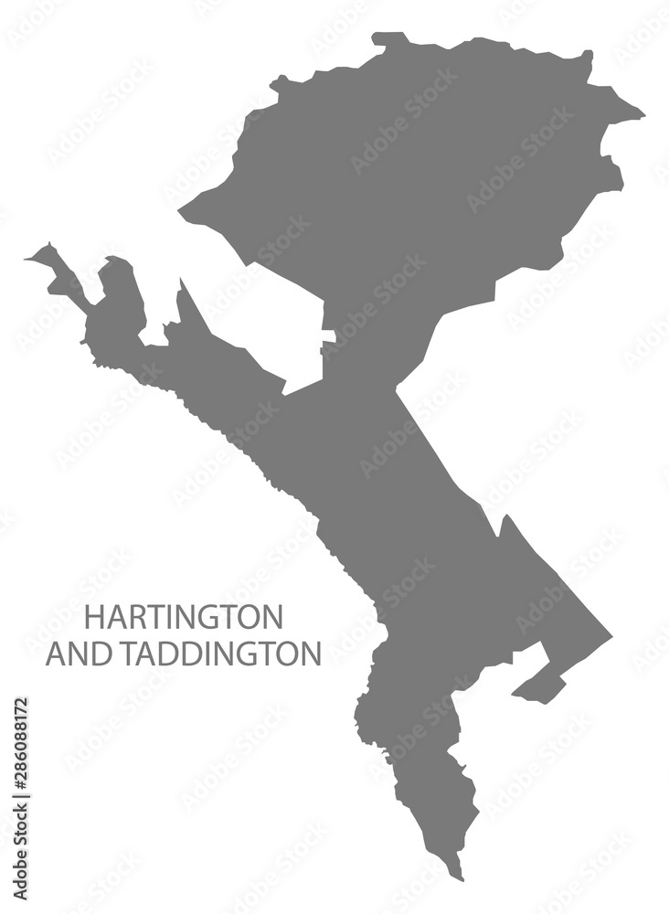 Hartington and Taddington grey ward map of Derbyshire Dales district in East Midlands England UK