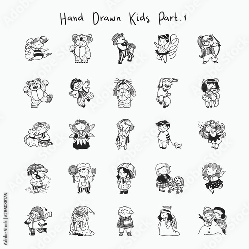 Hand drawn kids. Kids illustration. Cartoon kids. Child. Handdrawn childs.