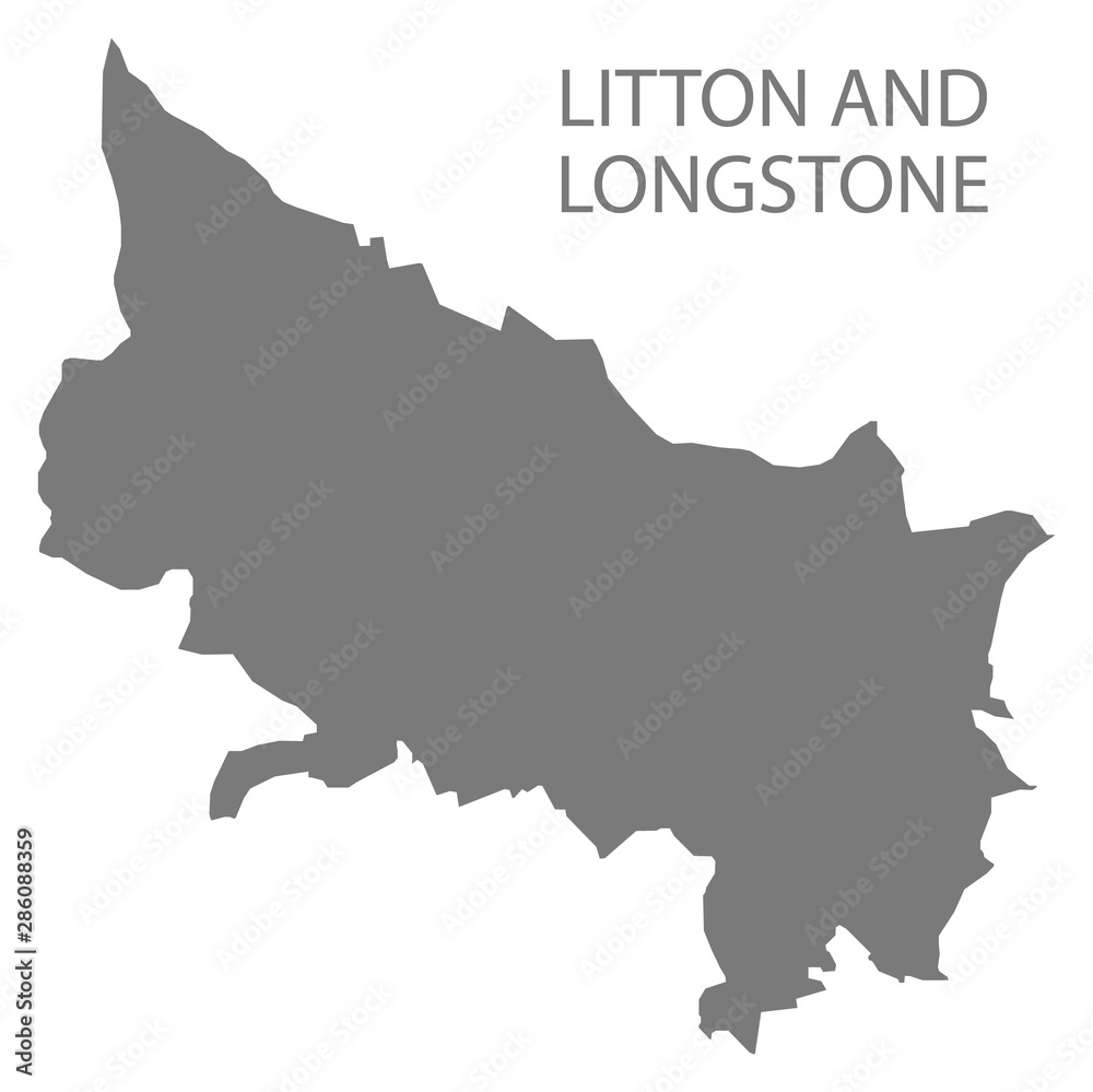 Litton and Longstone grey ward map of Derbyshire Dales district in East Midlands England UK