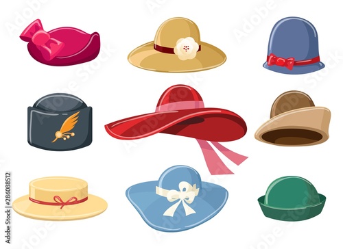 Cartoon hats set