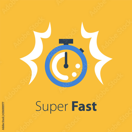 Fast time, stop watch speed, quick delivery, express and urgent services