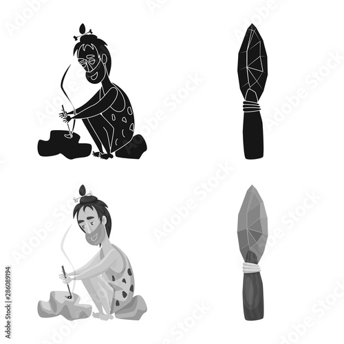 Vector illustration of evolution and prehistory logo. Collection of evolution and development stock symbol for web.