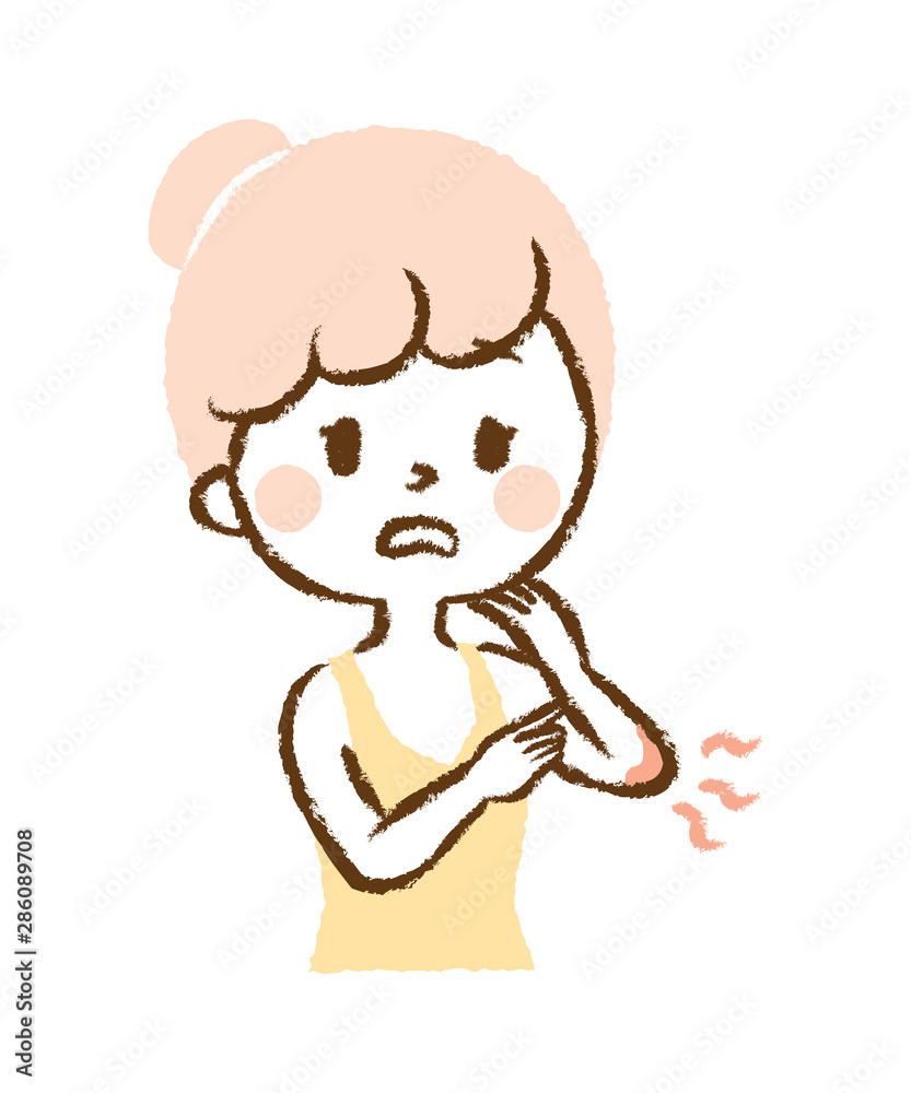 Illustration of female elbow being dry Illustration of female elbow being dry