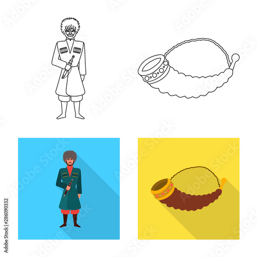 Isolated object of culture and sightseeing symbol. Set of culture and originality stock vector illustration.