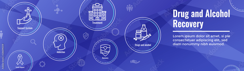 Drug and Alcohol Dependency Icon Set & Web Header Banner Drug and Alcohol Dependency Icon Set & Web Header Banner