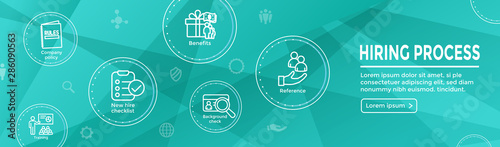 Hiring Process icon set with web header banner